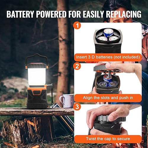 Miniatura 5 de VEVOR Linterna LED para campamento, todo en uno, 1000 lm, iluminación de 360, 4 modos de iluminación, luz alimentada por batería, linterna robusta
