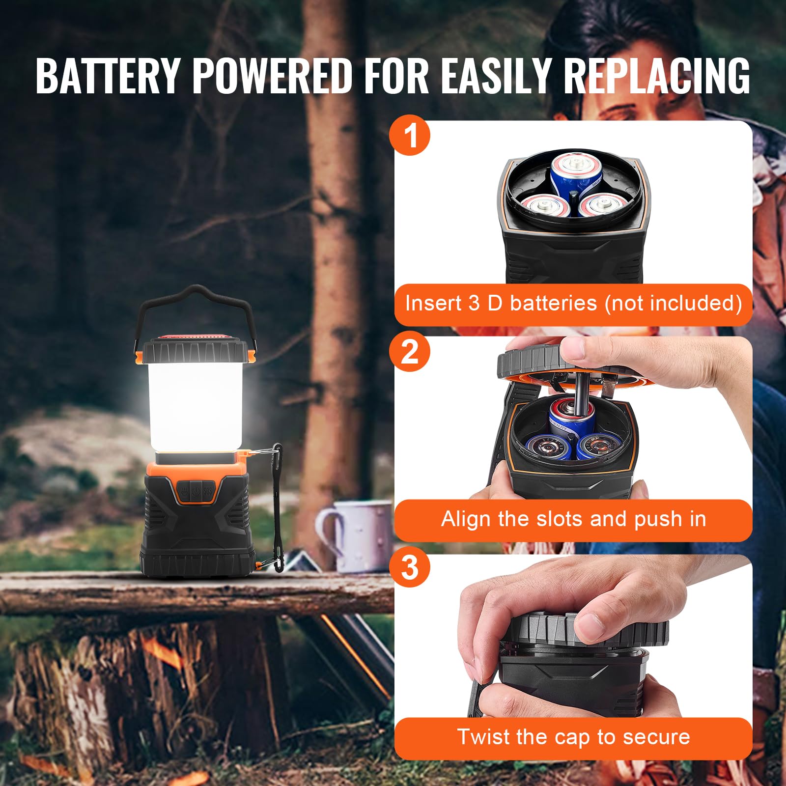 VEVOR Lanterna da Campeggio a LED, 1000 LM Lampade da Campeggio
