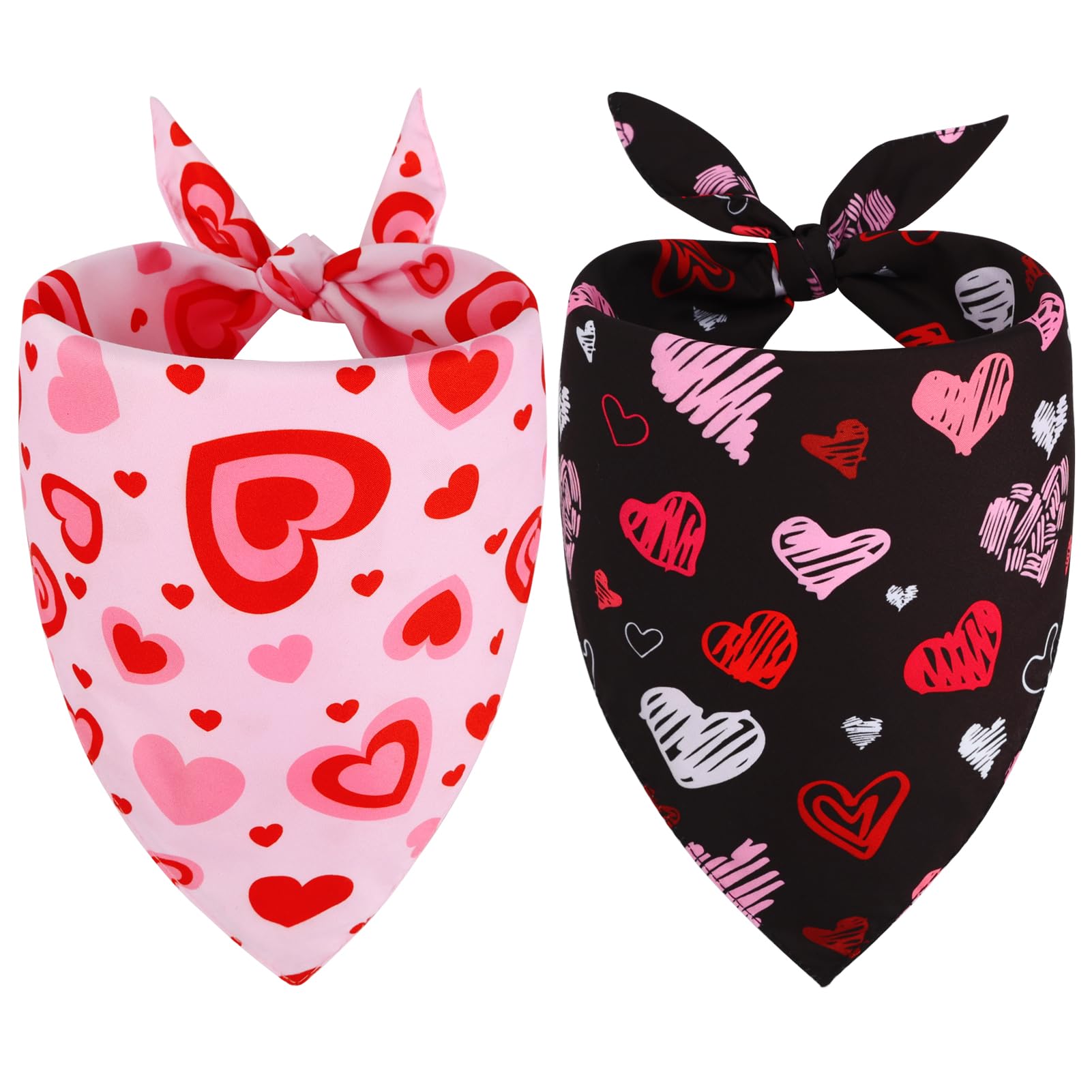 Bandanas pour chien Saint-Valentin en taille L rose et noir pour grand chien élégant