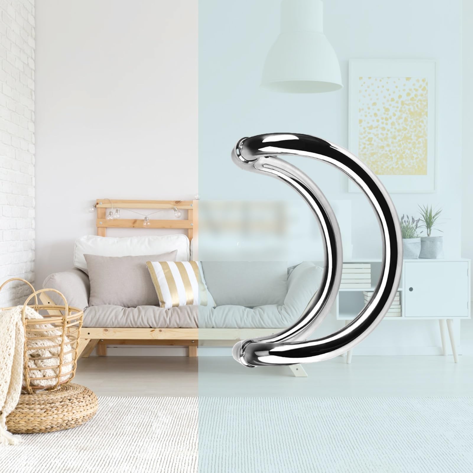 Poignée de porte en verre en acier inoxydable design C couleur A