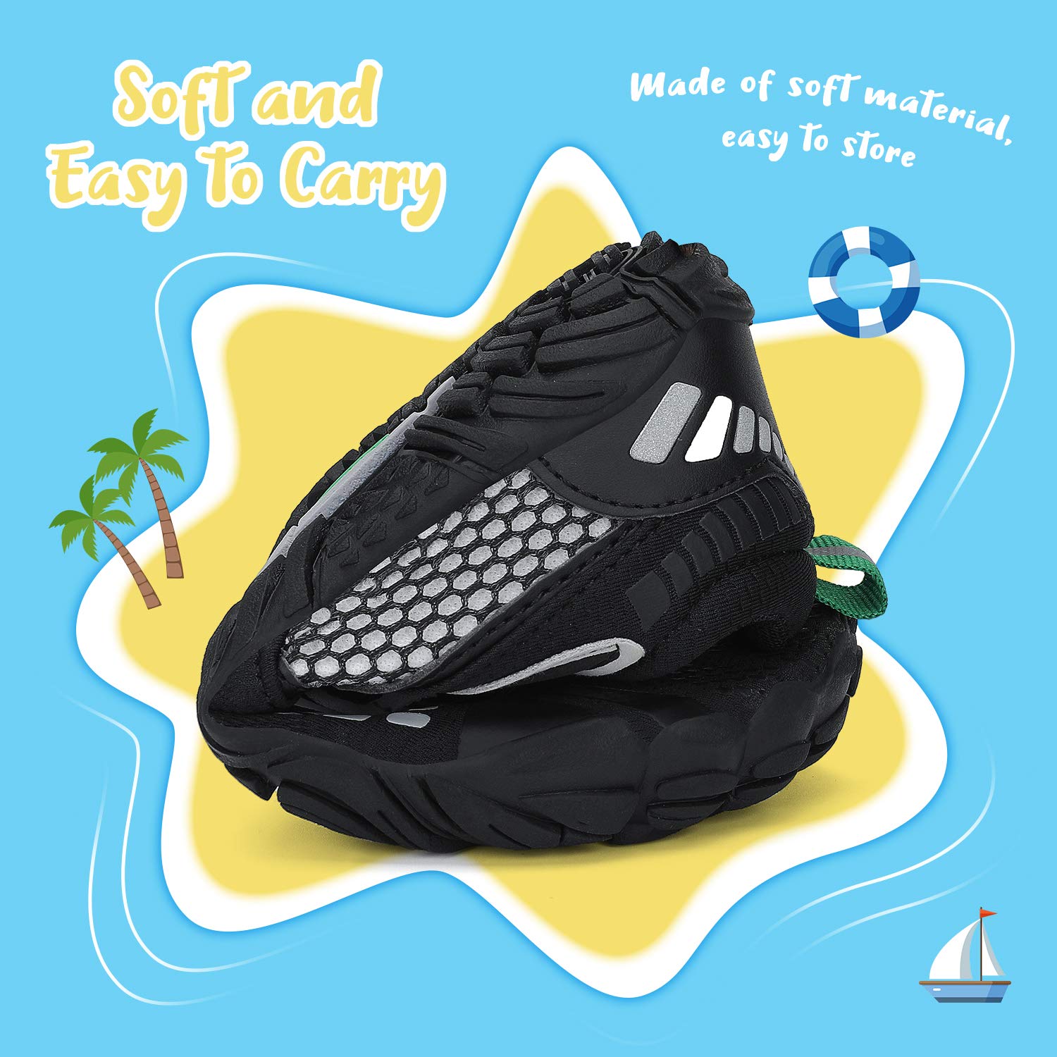 SAGUARO Zapatillas minimalistas Barefoot de secado rápido para niños, zapatillas de agua, 24-36 EU, negro y gris, 31 EU