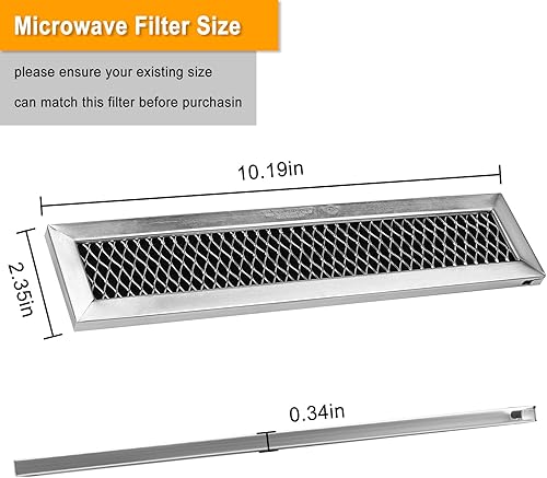 Miniatura 2 de WB02X11550 JX81L 5304464577 Reemplazo del filtro de carbón para microondas G-E Hot-point Frigi-daire L-G, 2-14 pulgadas x 10-38 pulgadas x 38