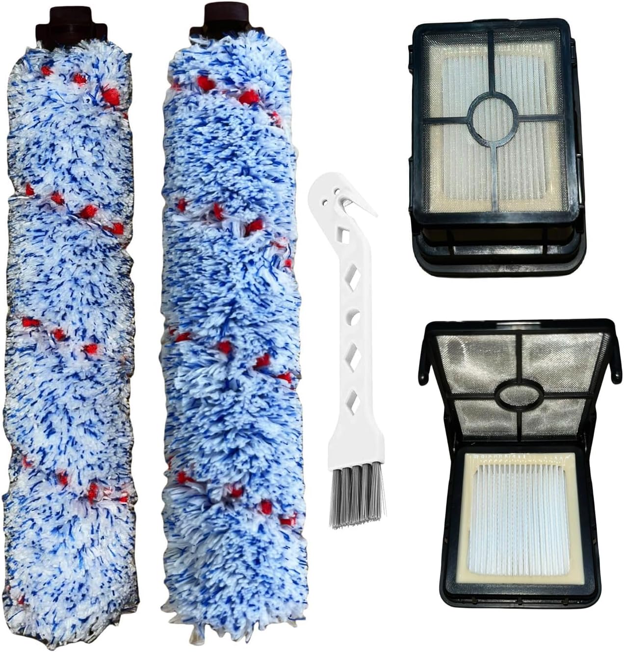 2 Pack Crosswave Brush Roll 1868 and 2 Pack Crosswave Filters 1866 Kit For Bissell Crosswave and Bissell Crosswave Pet Pro 1785A 2306A 1785 Vacuum Cleaner Replacement Parts