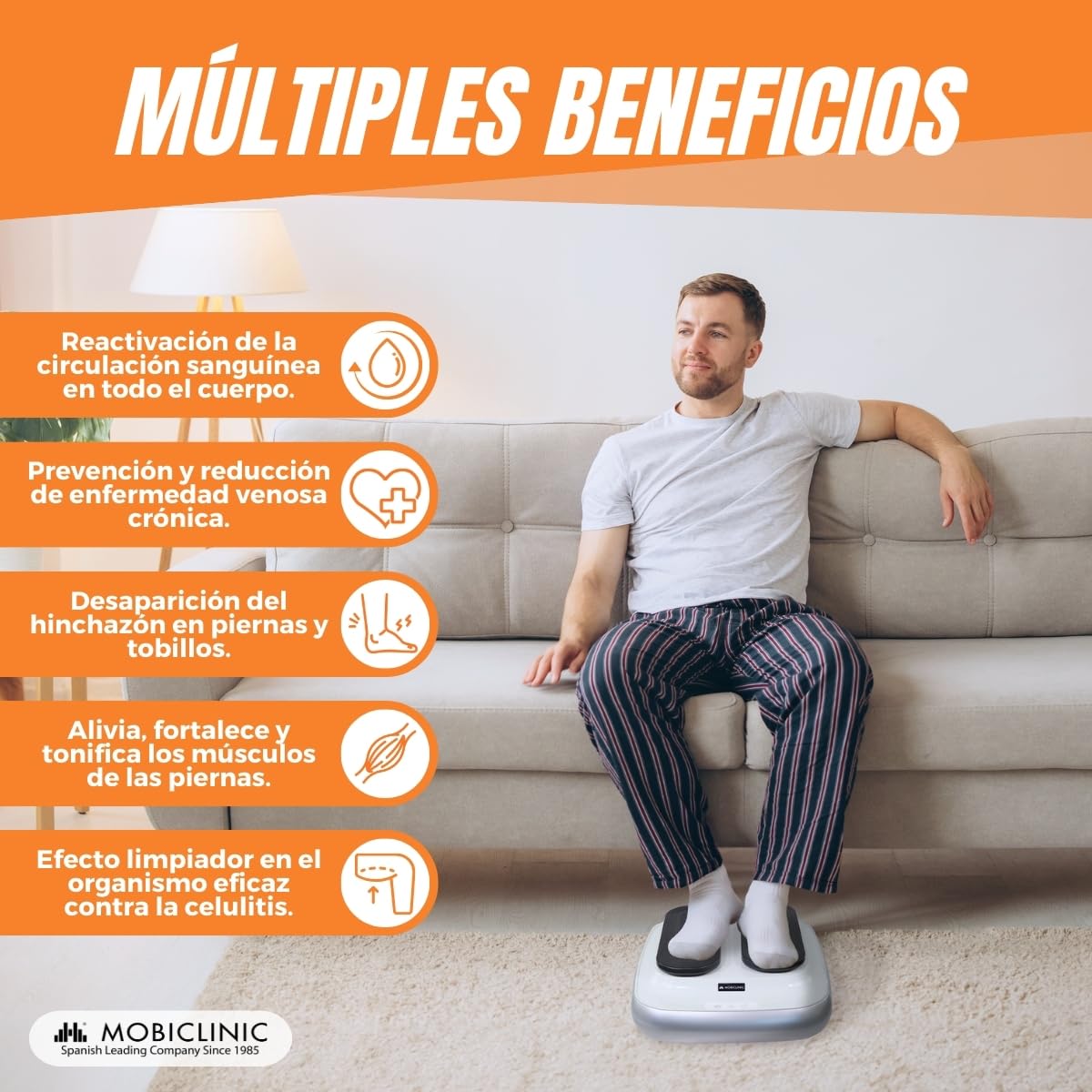 Mobiclinic, Ejercitador de Piernas, Eléctrico, Legfit, Pedales Estáticos, Gimnasia Pasiva, Andar Sentado, 5 Velocidades, con Mando a Distancia, Velocidad Regulable, Silencioso, Blanco