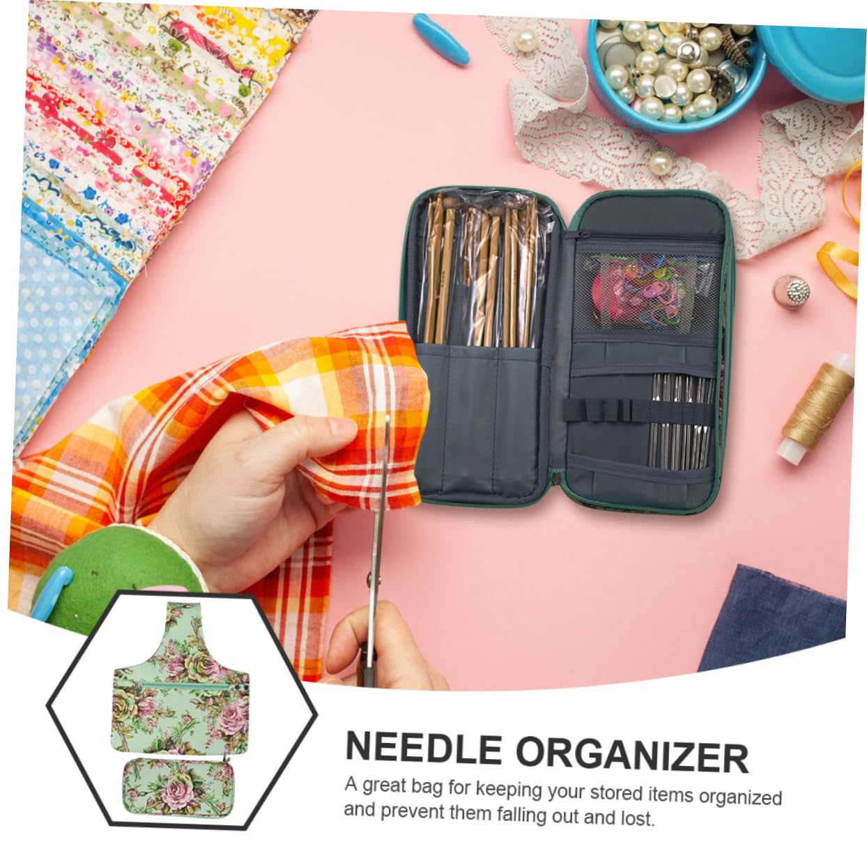 Borsa Organizer per Uncinetto Cerniera Borsa per Uncinetto Astuccio per Ferri da Maglia Utilizzabile e Riutilizzabile per Hobby e Regali