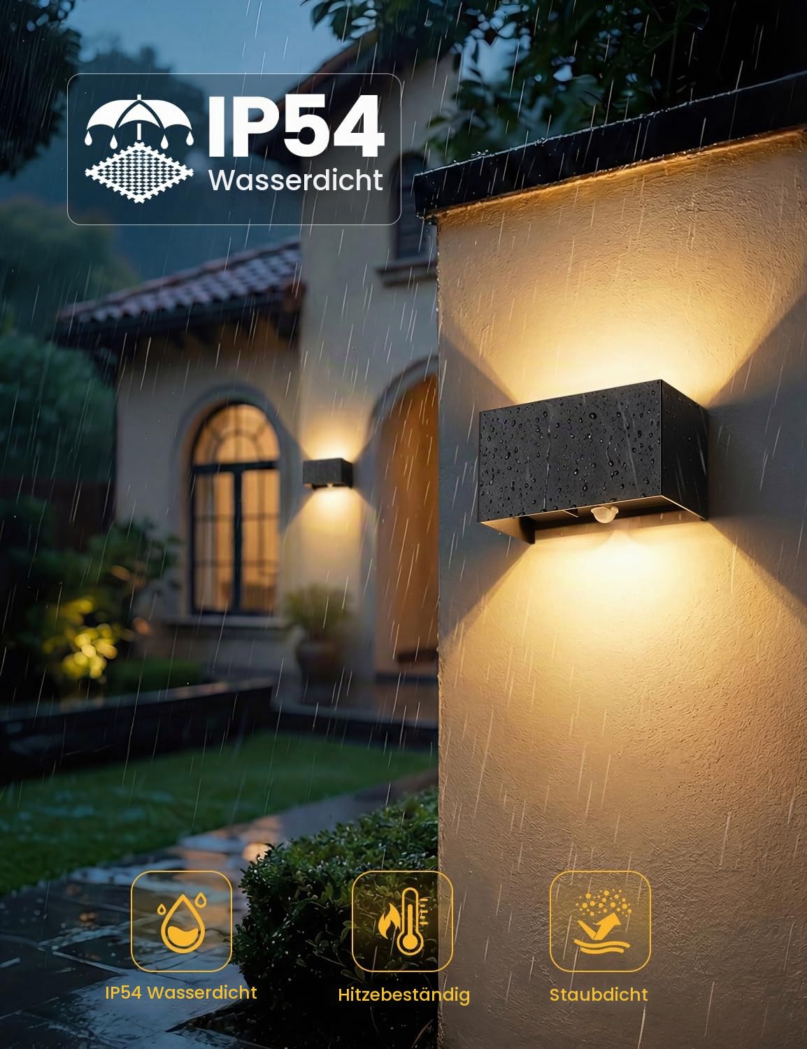 Aussenlampe mit Bewegungsmelder, mit Austauschbarer G9 LED Lampe, 3000K
