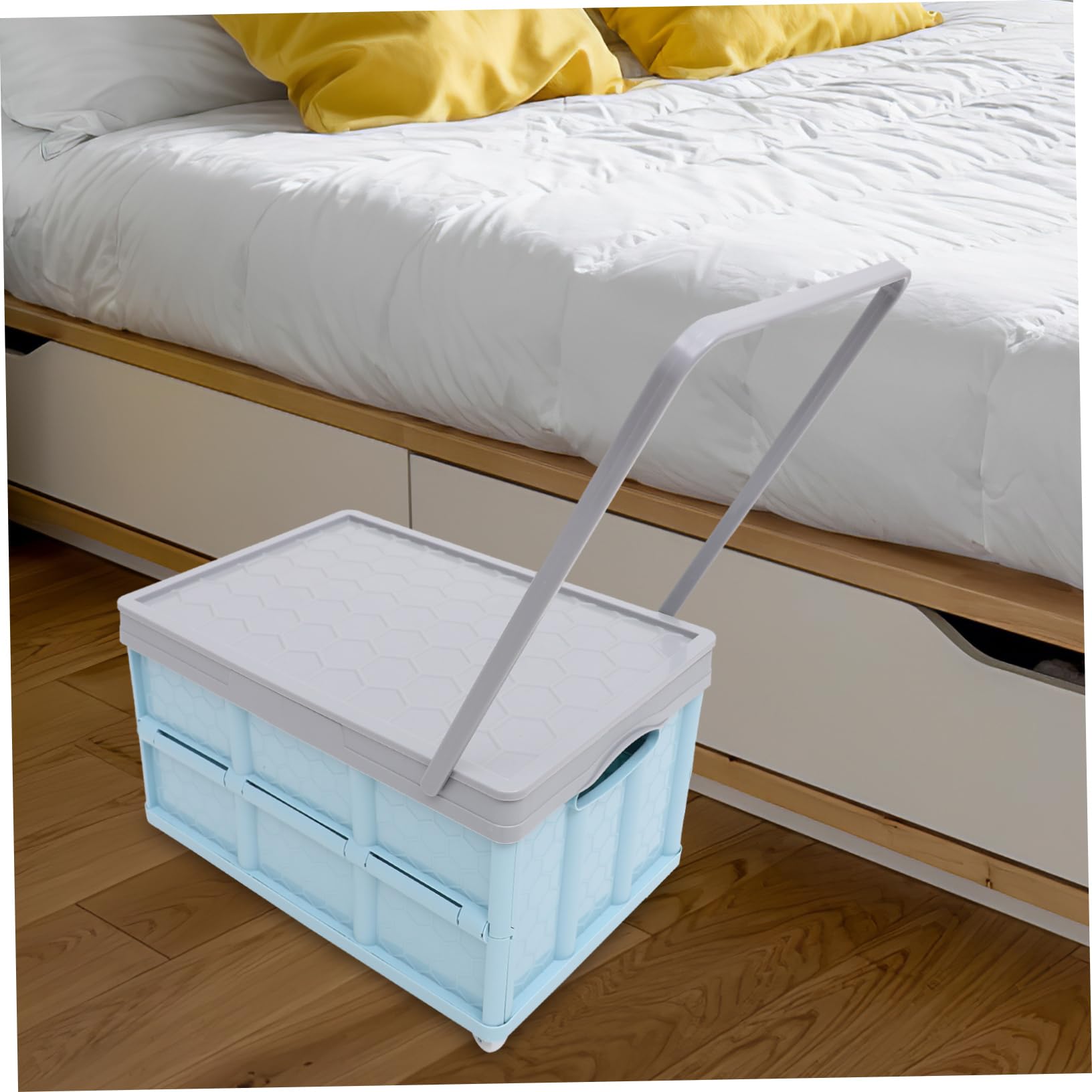 PLAFOPE Caja De Almacenamiento Plegable Grande Con Ruedas Para Ropa y Juguetes Organizador Multiusos Para Dormitorio y Maletero Caja Plástica Resistente Con Tapa Para Ahorro De Espacio