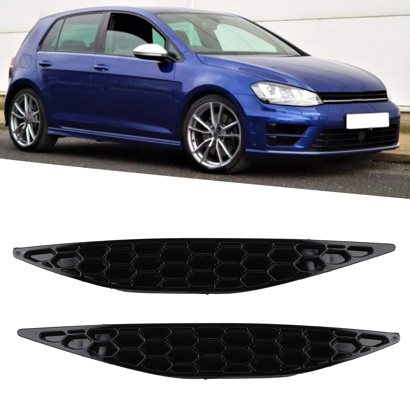 Rear Bumper Reflectors,2pcs Gloss Black Rear Bumper Reflector Honeycomb Delete Set Fit For MK7 2013?2016