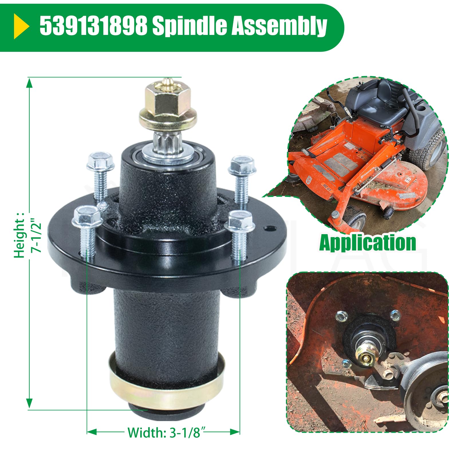 POSFLAG 3 Pack 539131898 Spindle Assembly for Husqvarna Z248F MZ61