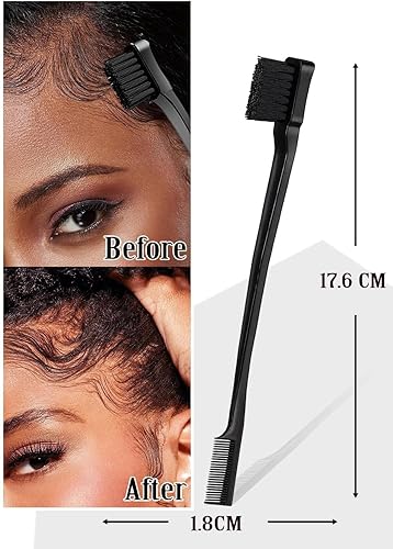 Miniatura 8 de AnWoor 4Pcs Edge Brush Slick Back Hair Stick, Hair Wax Stick for Flyaways, Slick Back Hair Brush for Smoothing Baby Hair, Rat Tail Combs Parting