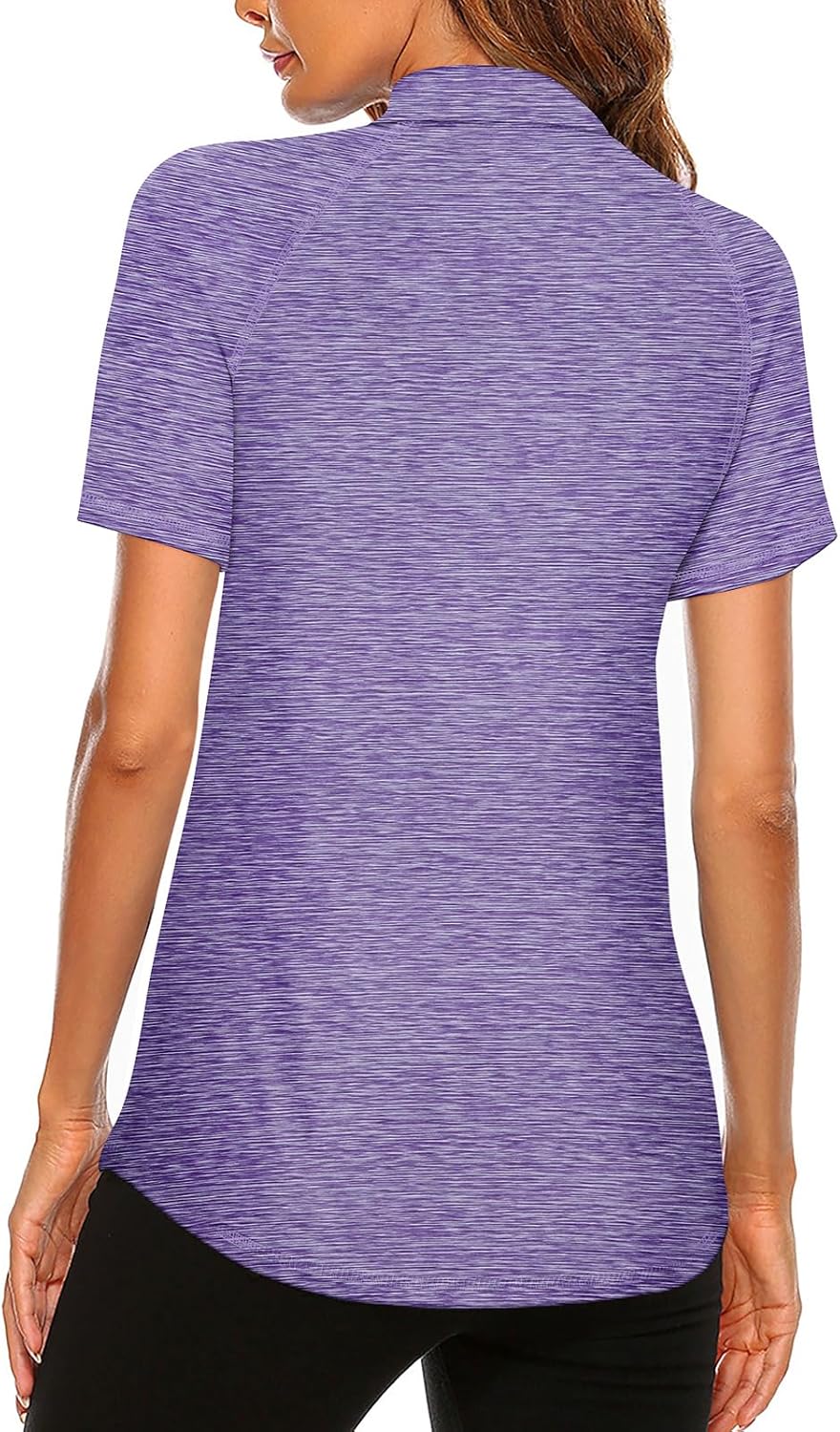 Koscacy Womens Quarter Zip Polo Shirts Short Sleeve Quick Dry Golf Tennis Athletic Tops (S-2XL)