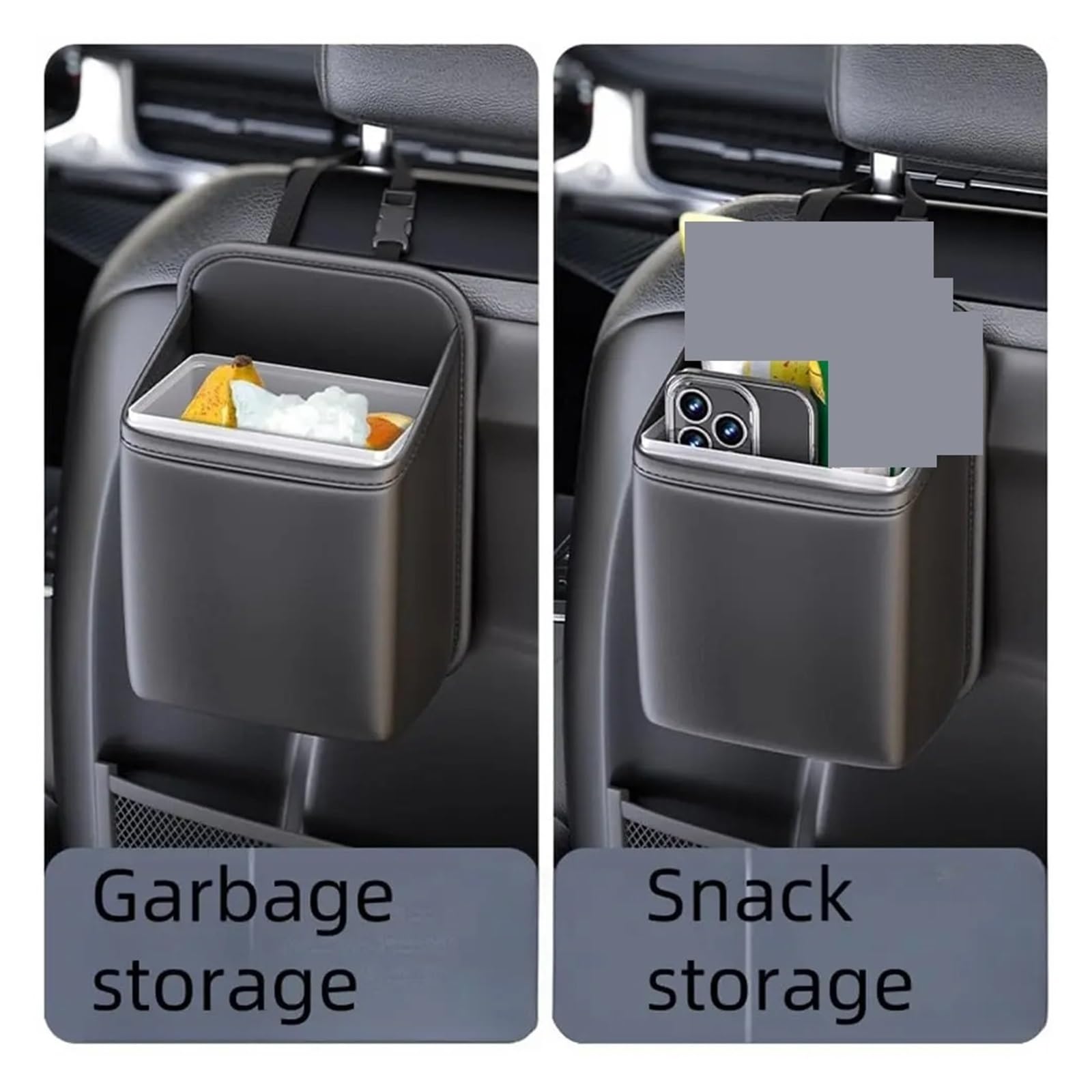 Auto Mülleimer Hängender Aufbewahrungsbehälter Für Die Autositzlehne, Multifunktional Mini Autos Mülleimers | Großraum-Organizer und Mülleimer für den Autoinnenraum(1pc brown)