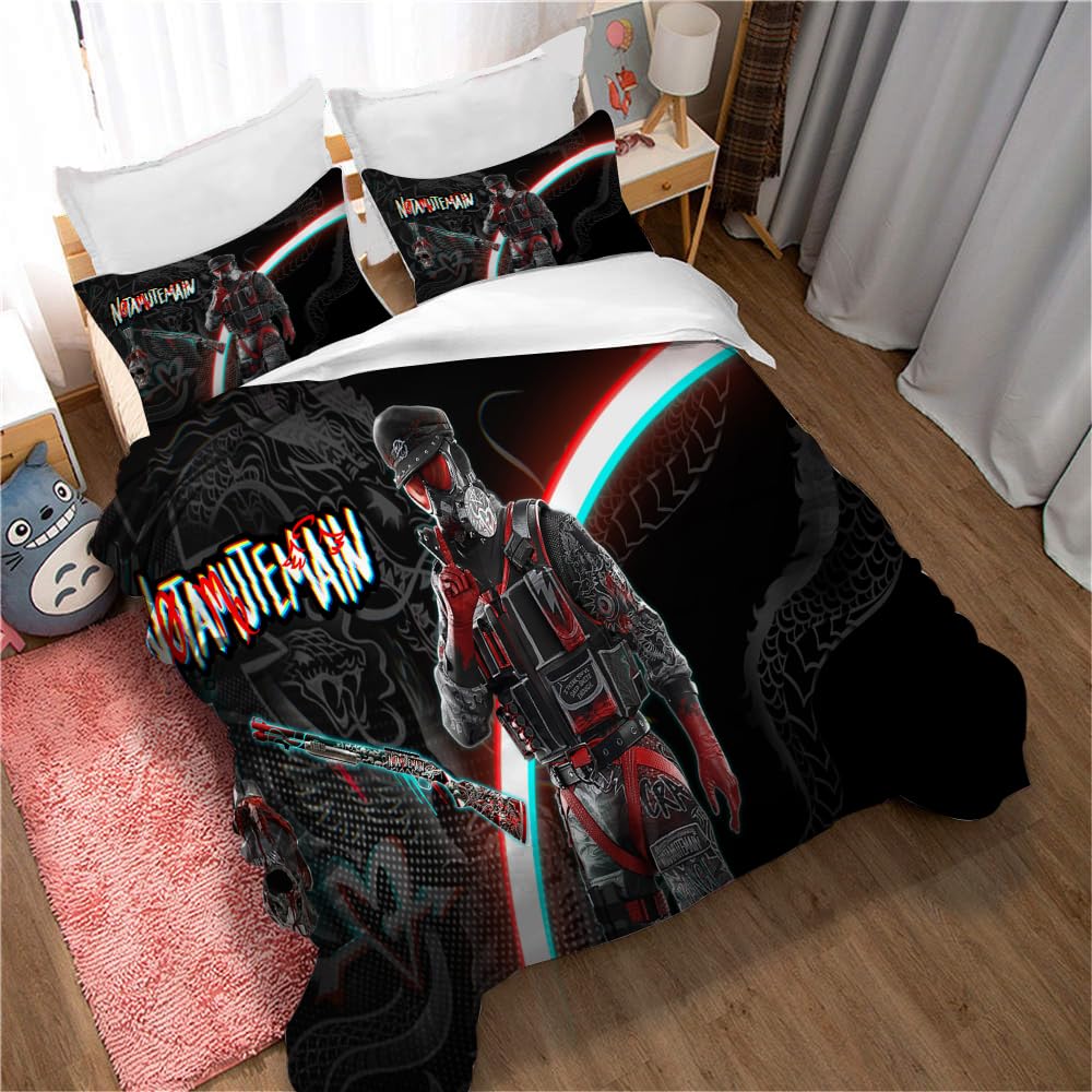 Ste-X Girls Tcrss 03 Duvet Cover Set Tom Clancy's Rainbow Six Siege Bedding Set Kawaii Bedding Set Lovely Duvet Cover Quilt Cover Soft Bedspread Cover (135X200cm(Single),)