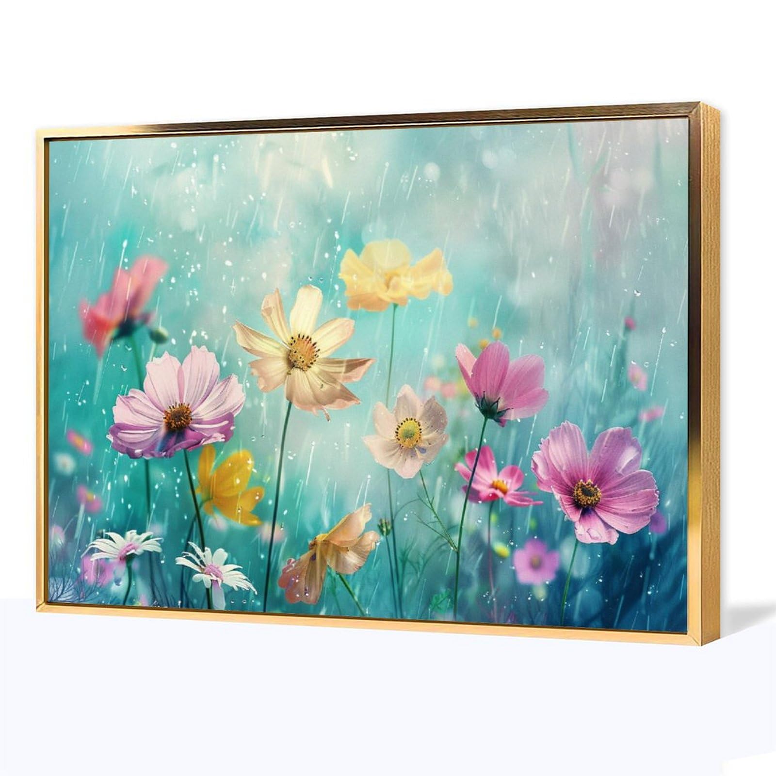 Amazon.co.jp: 絵画 雨の日の色とりどりの花 アートパネル ポスター