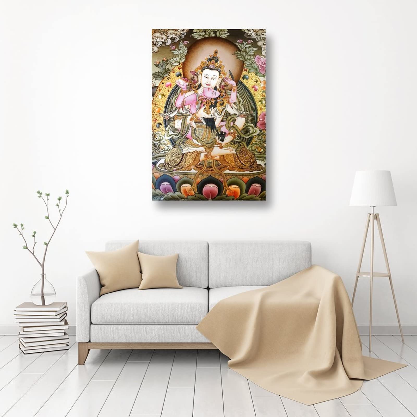 Poster da parete con Buddha Bodhisattva di Thanka, buddismo, religione, meditazione, regalo, decorazione per la casa, poster su tela, 60 x 90 cm