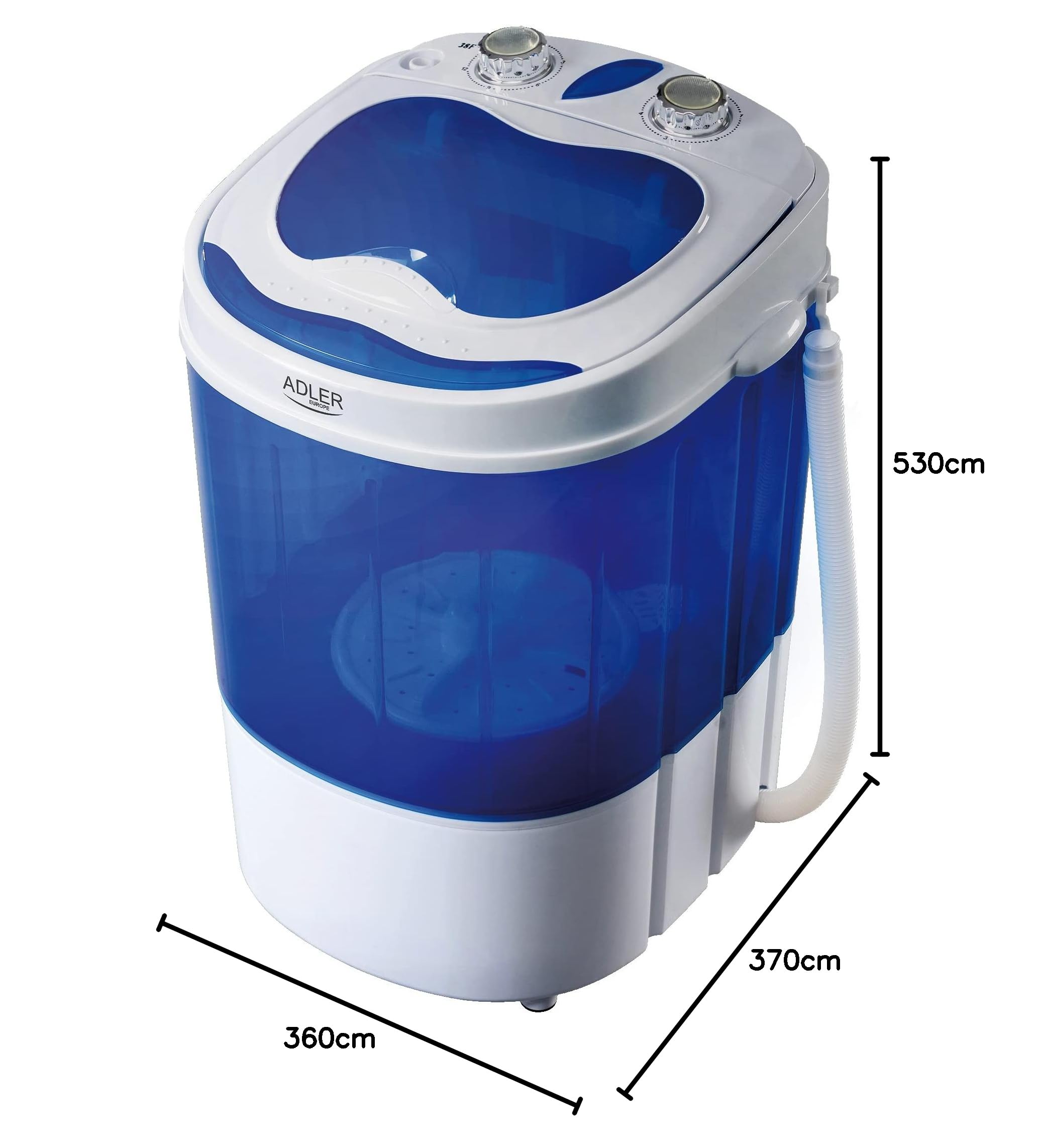 ADLER EUROPE AD 8051 Mini Waschmaschine mit Schleuder Funtkion Waschautomat Camping Reise mobile Singlehaushalt Waschmaschine Toploader mit Wäscheschleuder bis 3KG
