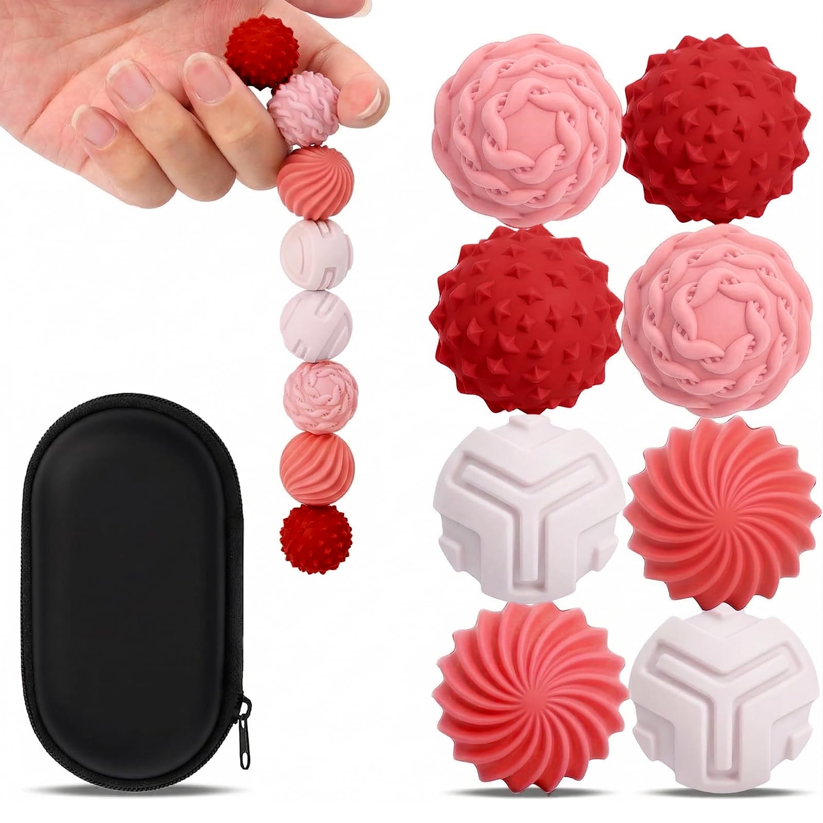 Magnetic Balls Fidget Ball: Magnetic Fidget Balls Sensory Toys Stress Relief for Adults Kids Autism ADHD Focus Office Desk Travel with Case (S Pink)