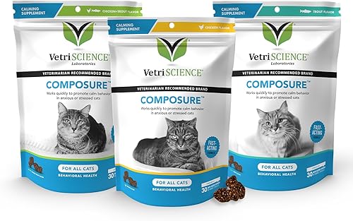 Miniatura 1 de VETRISCIENCE Composure - Golosinas calmantes para gatos  Ayuda a reducir el estrés y la ansiedad en gatos domésticos  Ideal para paseos en coche,