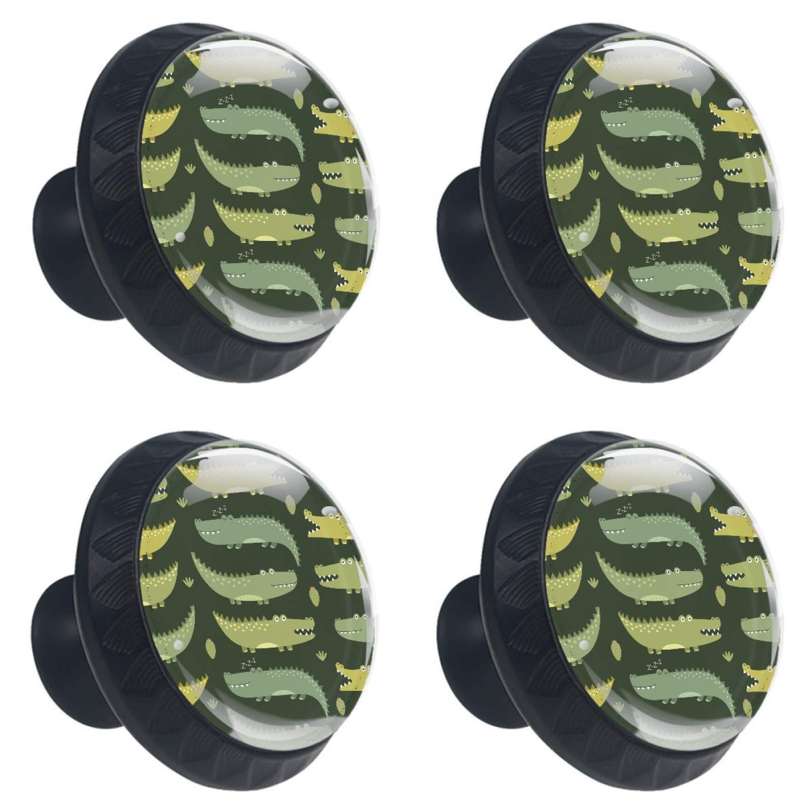 Bouton de meuble crocodile vert en verre pour chambre d'enfant aventure