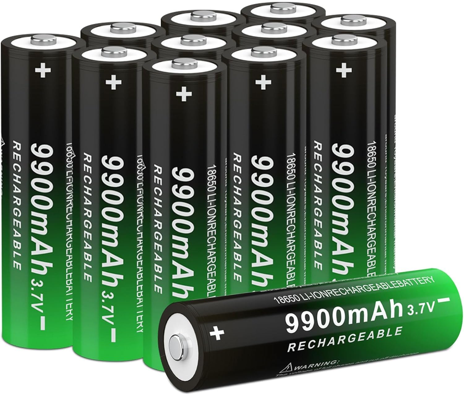 18650 Rechargeable Battery 3.7v Button Top Batteries with High Performance 9900mAh High Capacity Design Tool for Camera & Flashlights, Clocks, Toys House Use