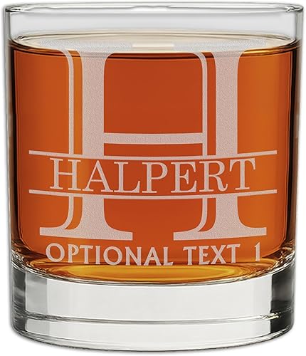 Monograma grabado personalizado de 1025 onzas vaso de rocas de whisky regalo del día del padre Halpert