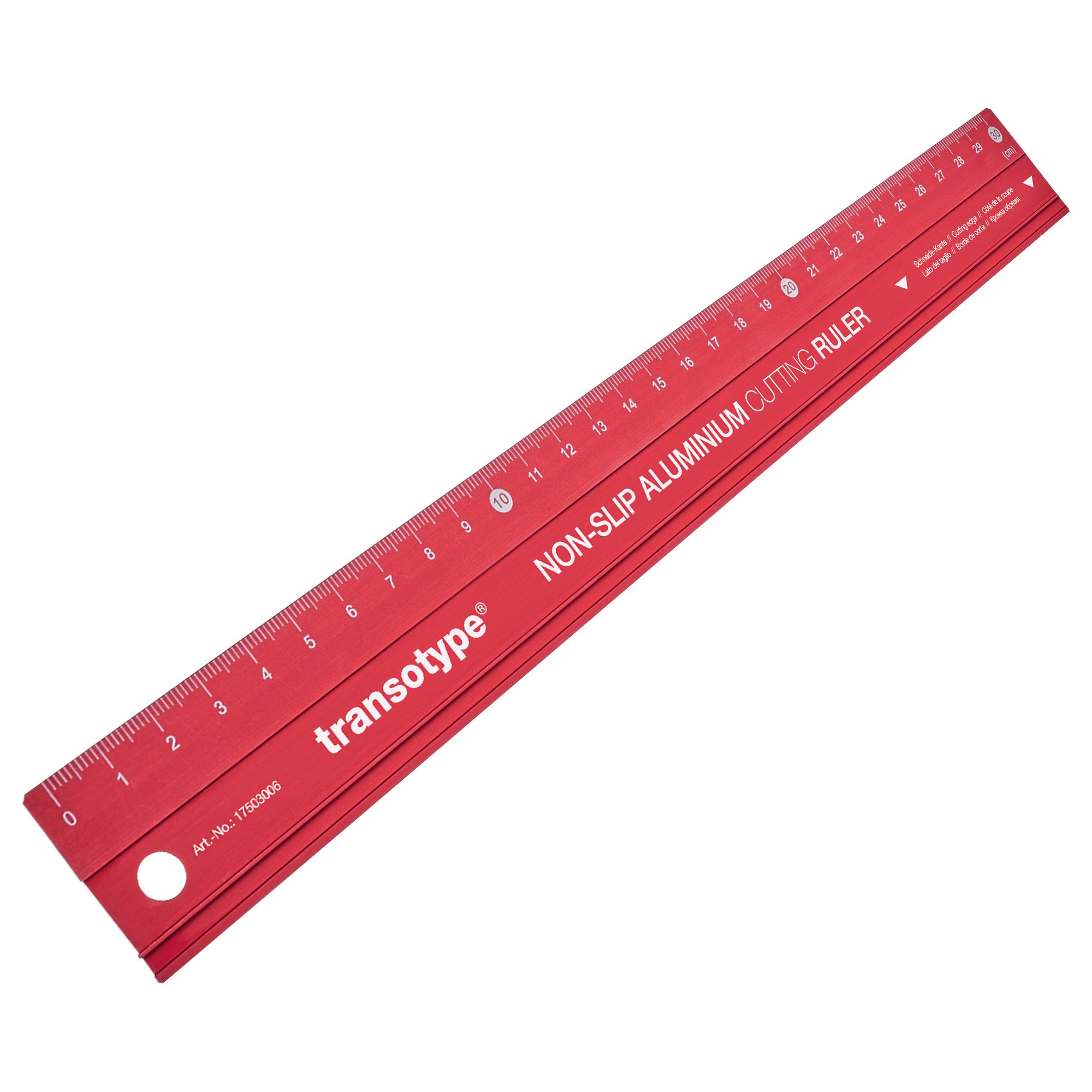 transotype 17503006, RIGHELLO ALLUMINIO ANTISCIVOLO RED 30CM