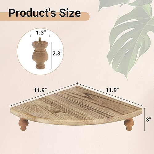 Miniatura 3 de Estante esquinero de madera, soporte de pedestal marrón rústico, estantes de esquina de granja, bandeja vertical para decoración de mesa de