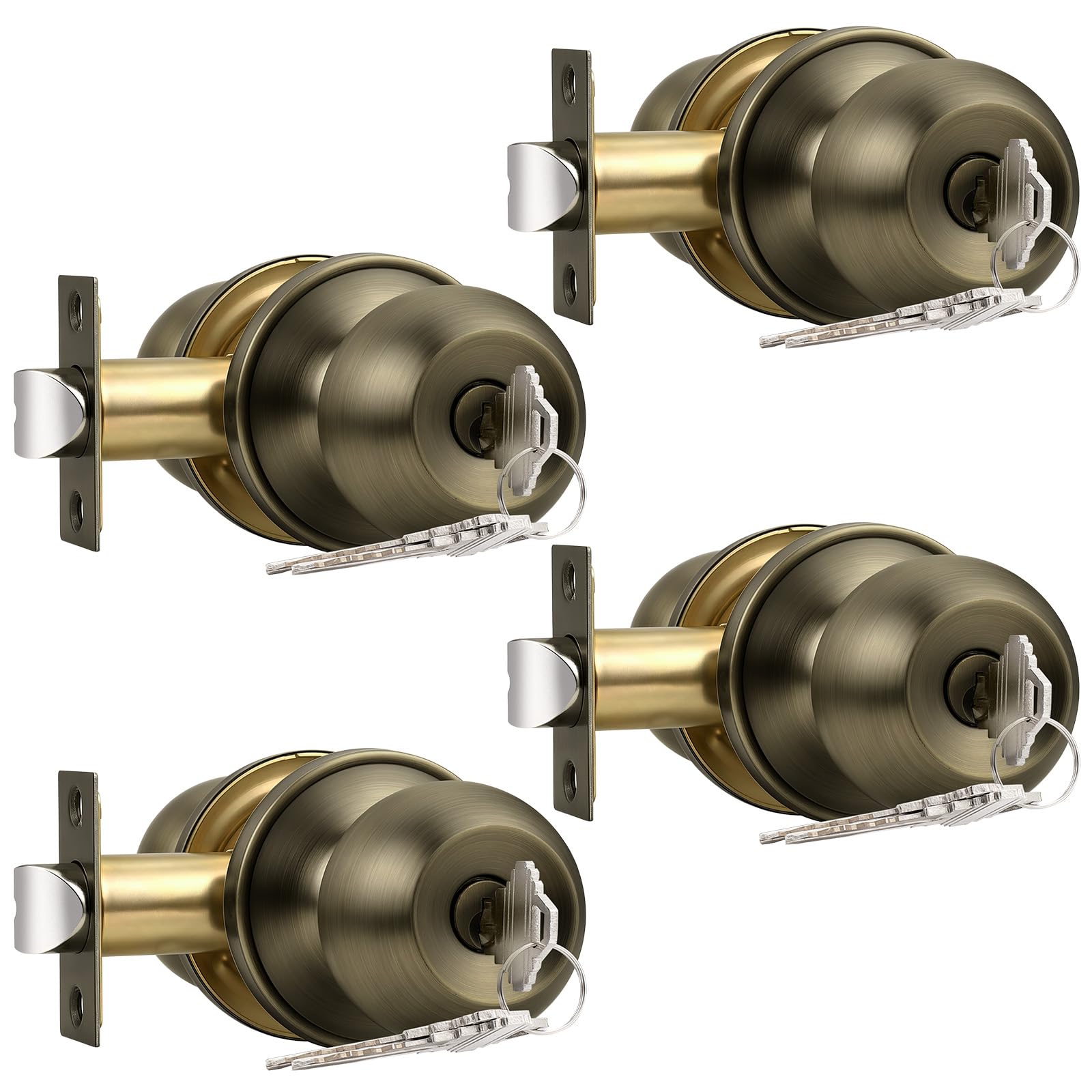Brushed Nickel Keyed Alike Door Knobs - 10 Pack -22
