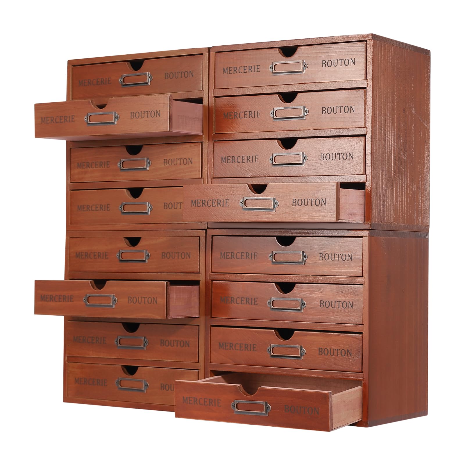 Organizer per cassetti, organizer in legno, set da 4 pezzi, 16 cassetti, contenitore per cassetti, impilabile, salvaspazio, per cosmetici, gioielli, documenti