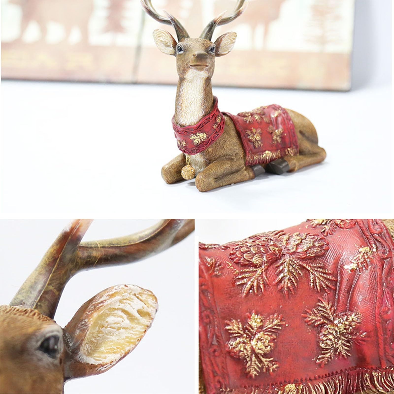 Figure realistiche di renna decorazioni natalizie cervo modello animale da collezione tavolo scrivania ornamento decorazioni per la casa regalo ornamento da tavolo