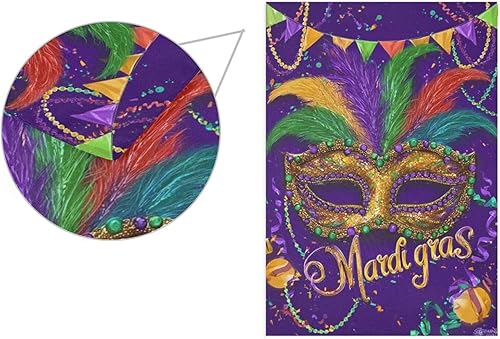 Miniatura 2 de Kcldeci Bandera de bienvenida para jardín de 18 x 24 pulgadas diseño de flor de Lis para carnaval banderas grandes verticales de doble cara para