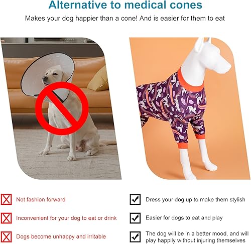 Miniatura 6 de LovinPet Pitbull - Body de recuperación para perros grandes, pijama calmante para la ansiedad, tela ligera y cómoda, estampado de arco iris, pijamas