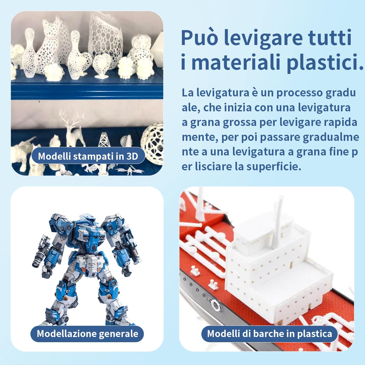 stedi Spugna abrasiva per edifici Gundam, 3 mm, per hobby, modellismo, blocco di levigatura a mano, impermeabile, a secco, riutilizzo, carta vetrata gundam grana #1000#1200#1500, 30 fogli