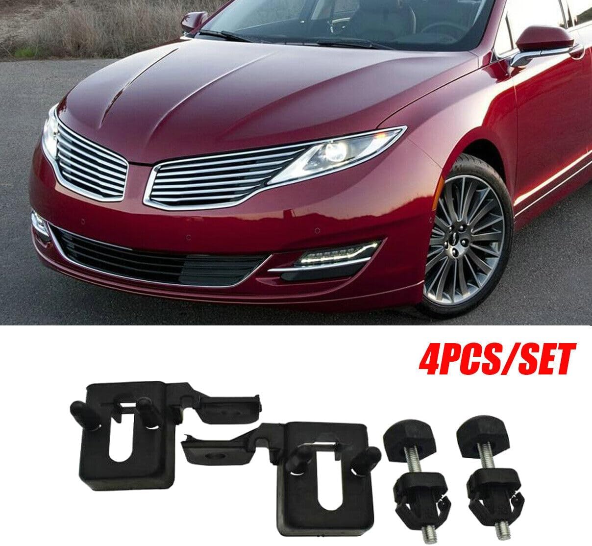 4PCS Hood Bumper Stopper Bracket Left Right Set For Ford Fusion MKZ 2013 2014 2015 2016 2017 2018 2019 2020