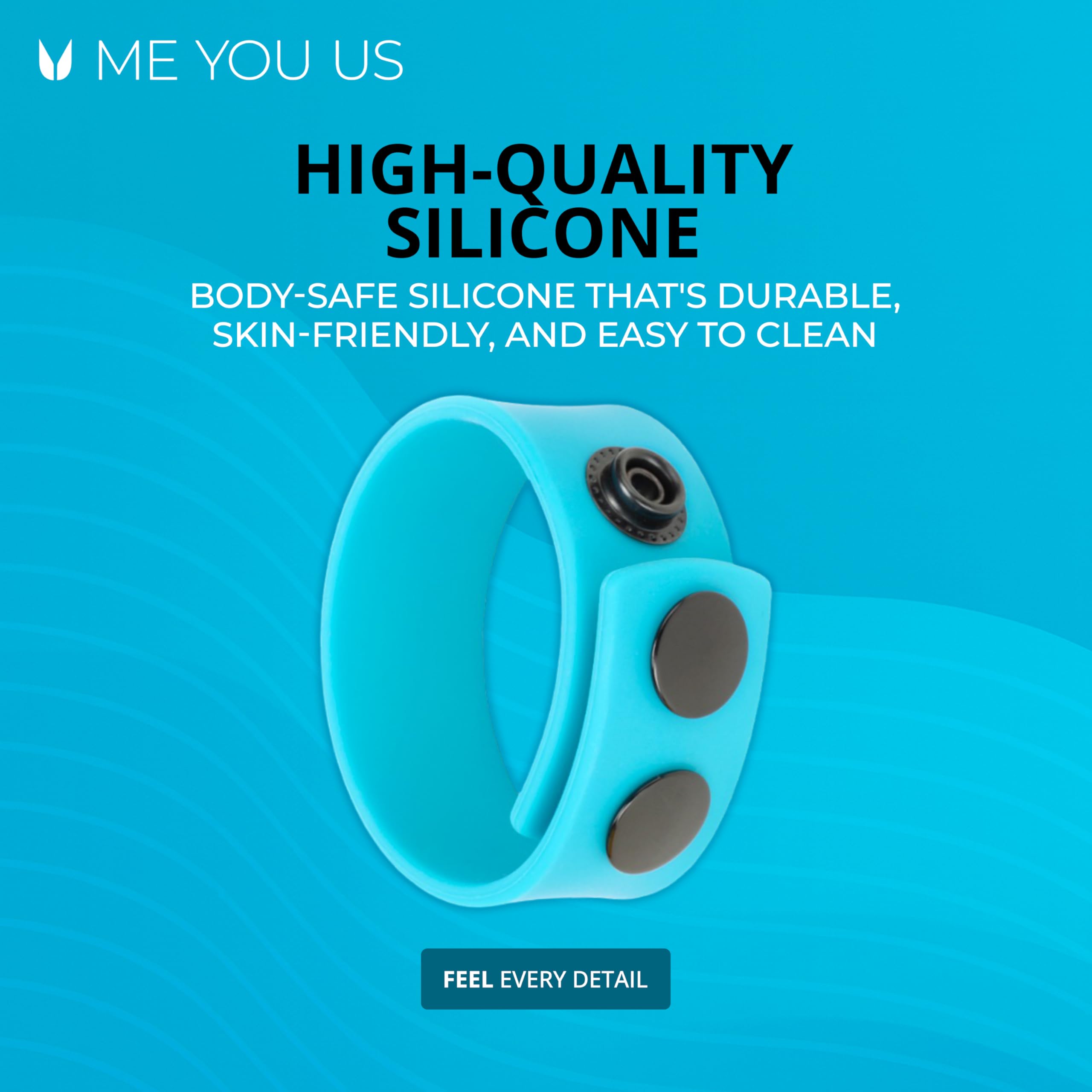 Me You Us - Cinturino in silicone blu chiaro - Regolabile e confortevole Enhancer da uomo - Mantiene le erezioni più a lungo intensificando le sensazioni