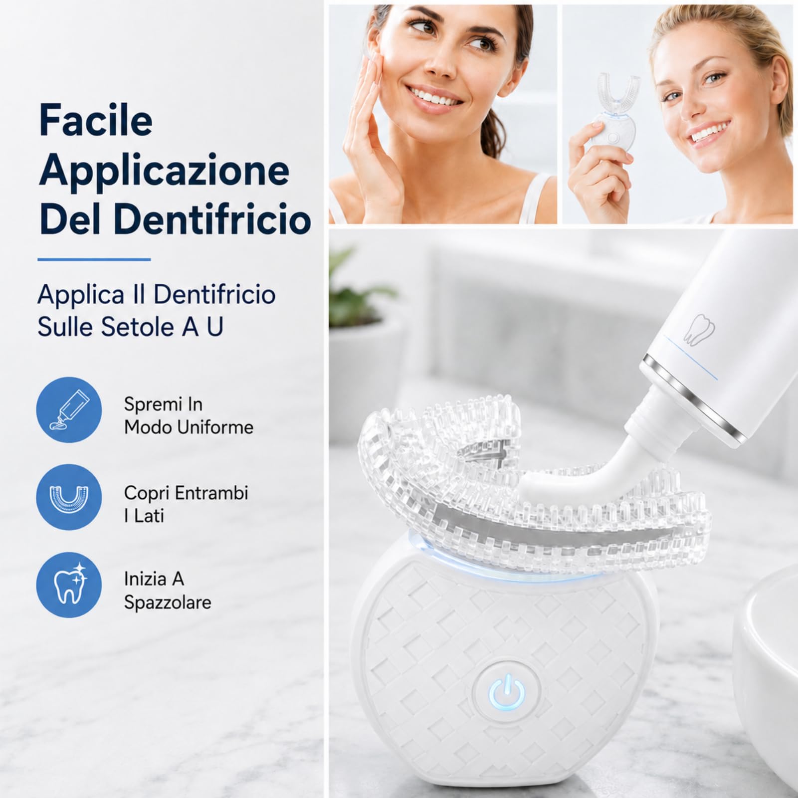 Sonic Brush V5 Spazzolino Elettrico Sonico Feno Smartbrush con Modalità Forte Media Massaggio e Sbiancante per Denti e Gengive (White)