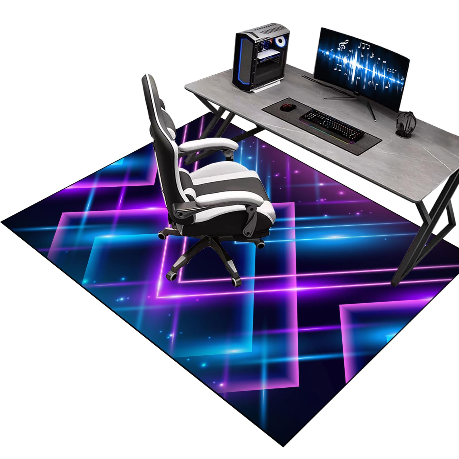Floor Protection Mat for Hard Floors, 140 x 150 cm Gaming Chair Mat for Carpet & Wooden Floors, Chair Rolling Mat Carpeted Floor, Non-slip Gaming Computer Chair Mat for Gaming Room Home Office Decor