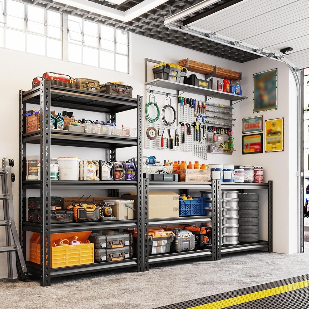 Scaffale da garage in metallo robusto a 5 ripiani per cucina, dispensa, armadio e garage, 150 x 40 x 18 cm, soluzione organizzativa versatile e durevole