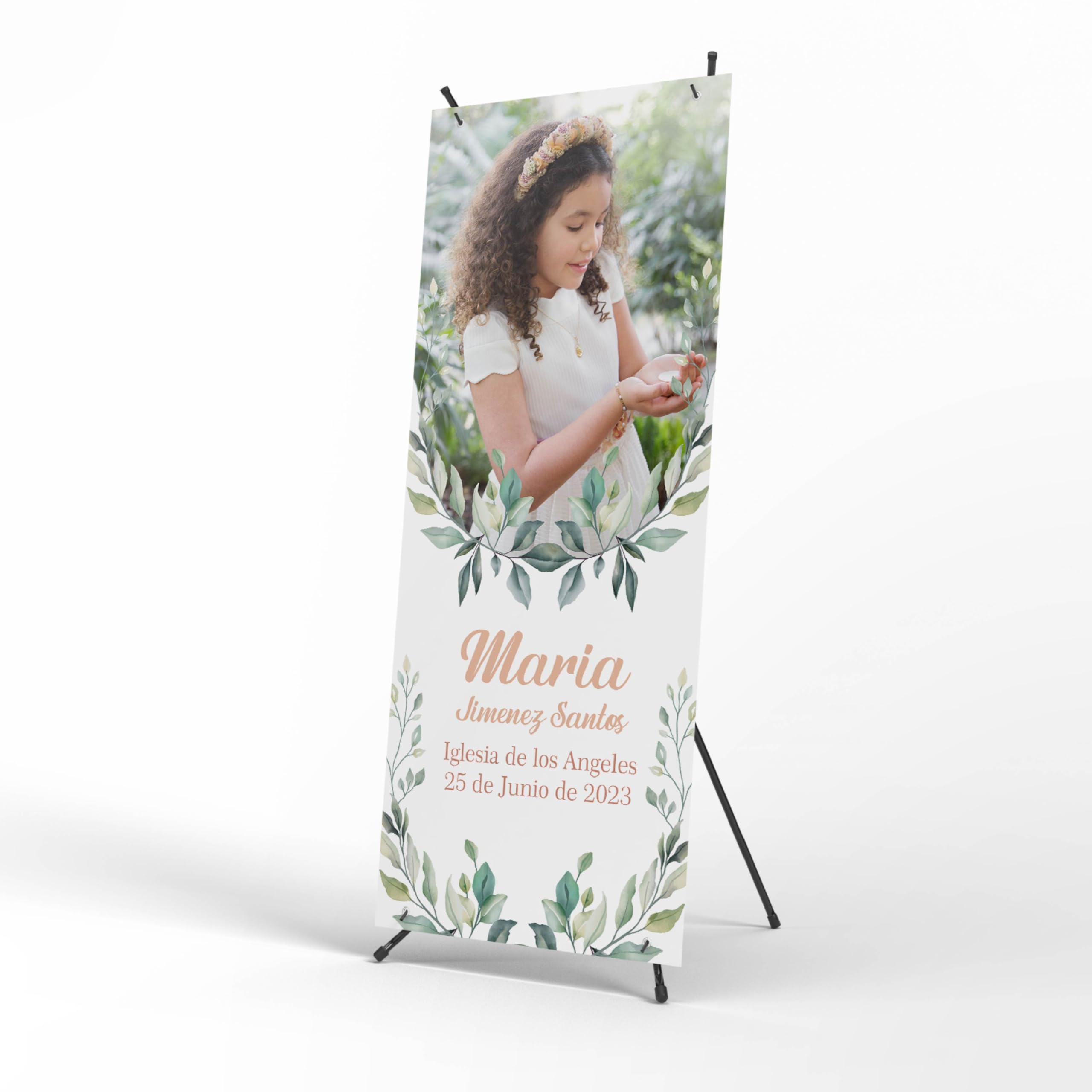 Cartel Personalizado Comunion - Photocall comunion con Foto para Decoracion | Print Stamp Love, Decoracion comunion, Lona personalizada PVC Resistente con Estructura, Montaje fácil (70x180cm) MODELO 3