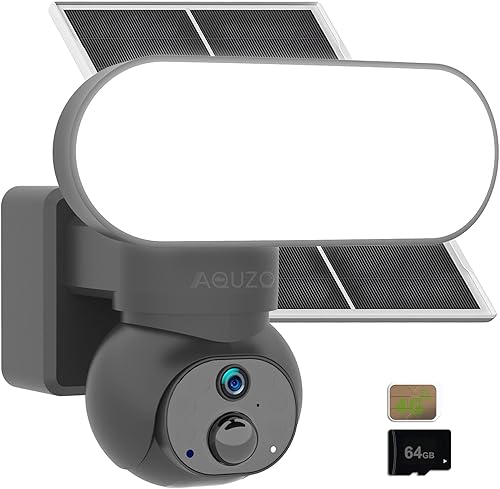 Cámara 4G de seguridad con reflector solar con batería, foco de 1500LM 2K 360 PTZ inalámbrico al aire libre, visión nocturna a color, sensor PIR,