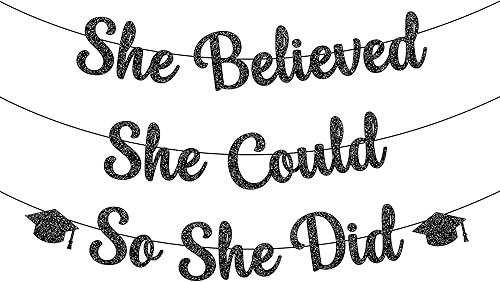 Miniatura 9 de KatchOn, Cartel con texto en inglés "They Believed They Could So They Did", con purpurina, 10 pies, sin bricolaje, decoraciones de graduación para
