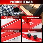 Stair Tread Template Tool, Stair Tread Gauge Measuring Tool jig with Angled Brace and Edge Flip Stops, Adjusting Length from 11.5" to 60", Solid Aluminum Alloy for Cutting Perfect Stairs