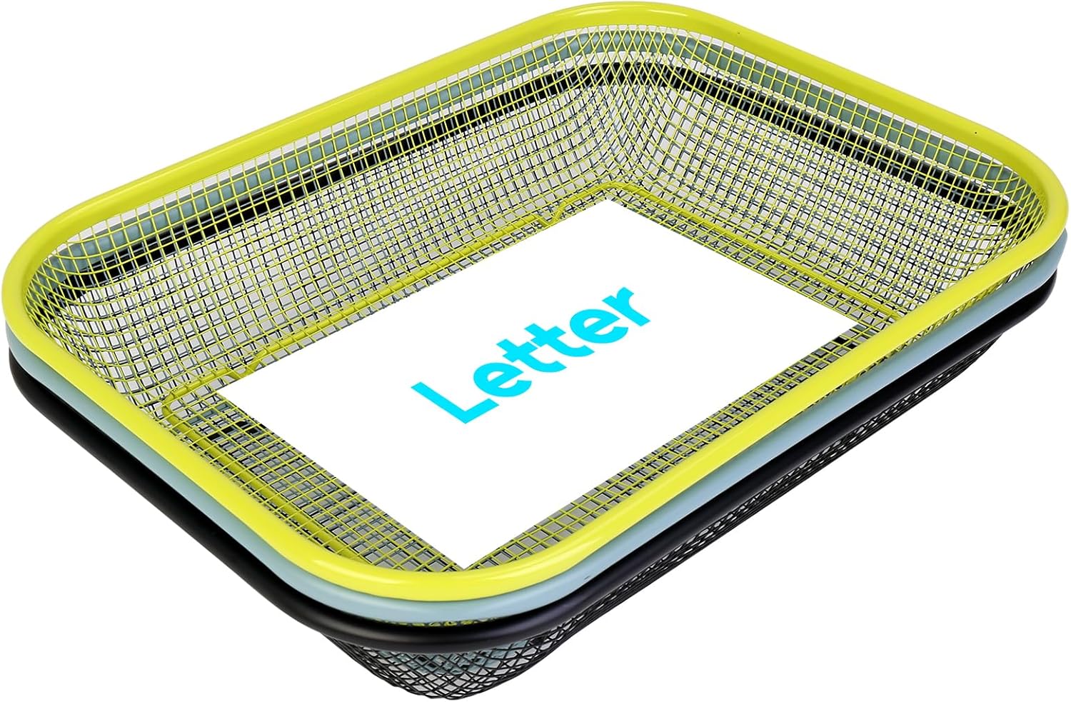 Yummy Sam 3 Pack Metal Mesh Basket, Wire Baskets for Organizing, 3 Color Mesh Tray, Drawer Organizer for Office, Kitchen, Storage (14.57 x 10.63 x 4.33 Inch)