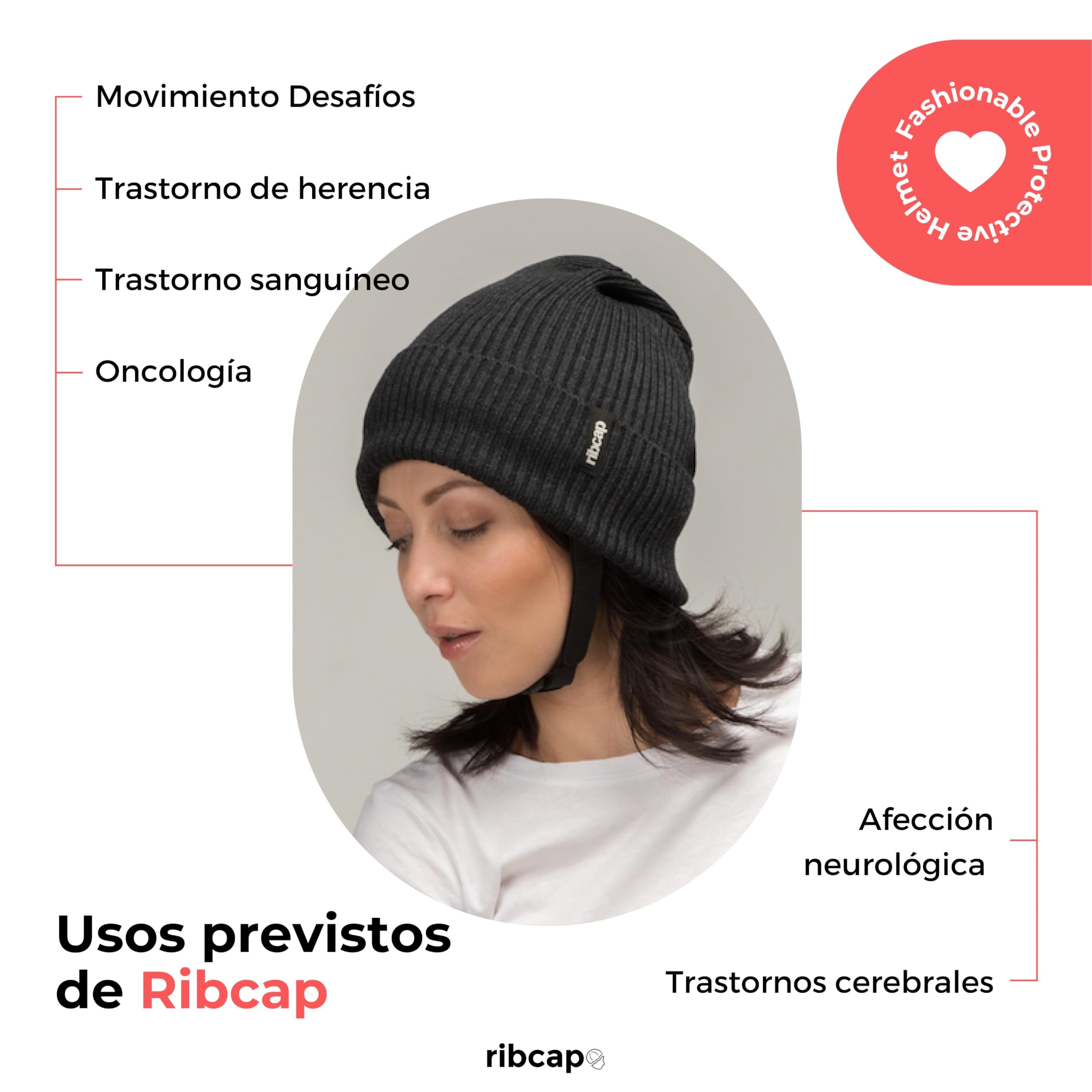 Ribcap Lenny Antracita | Casco Protector Blando para Personas con Epilepsia