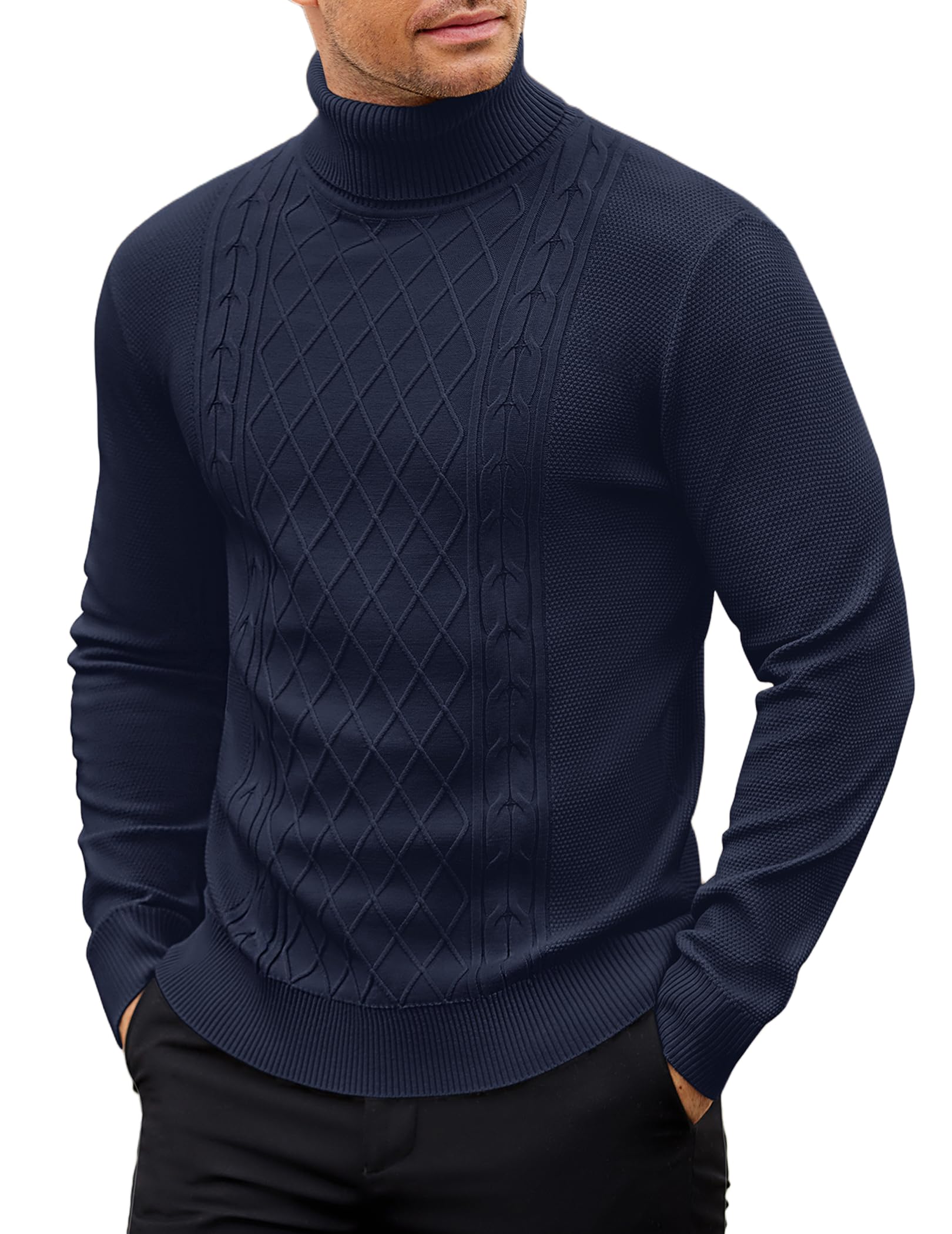 COOFANDY Pullover Herren Rollkragenpullover Dünner Strickpullover Rollkragen Pulli Männer Pullover Business Casual Sweater Winterpullover