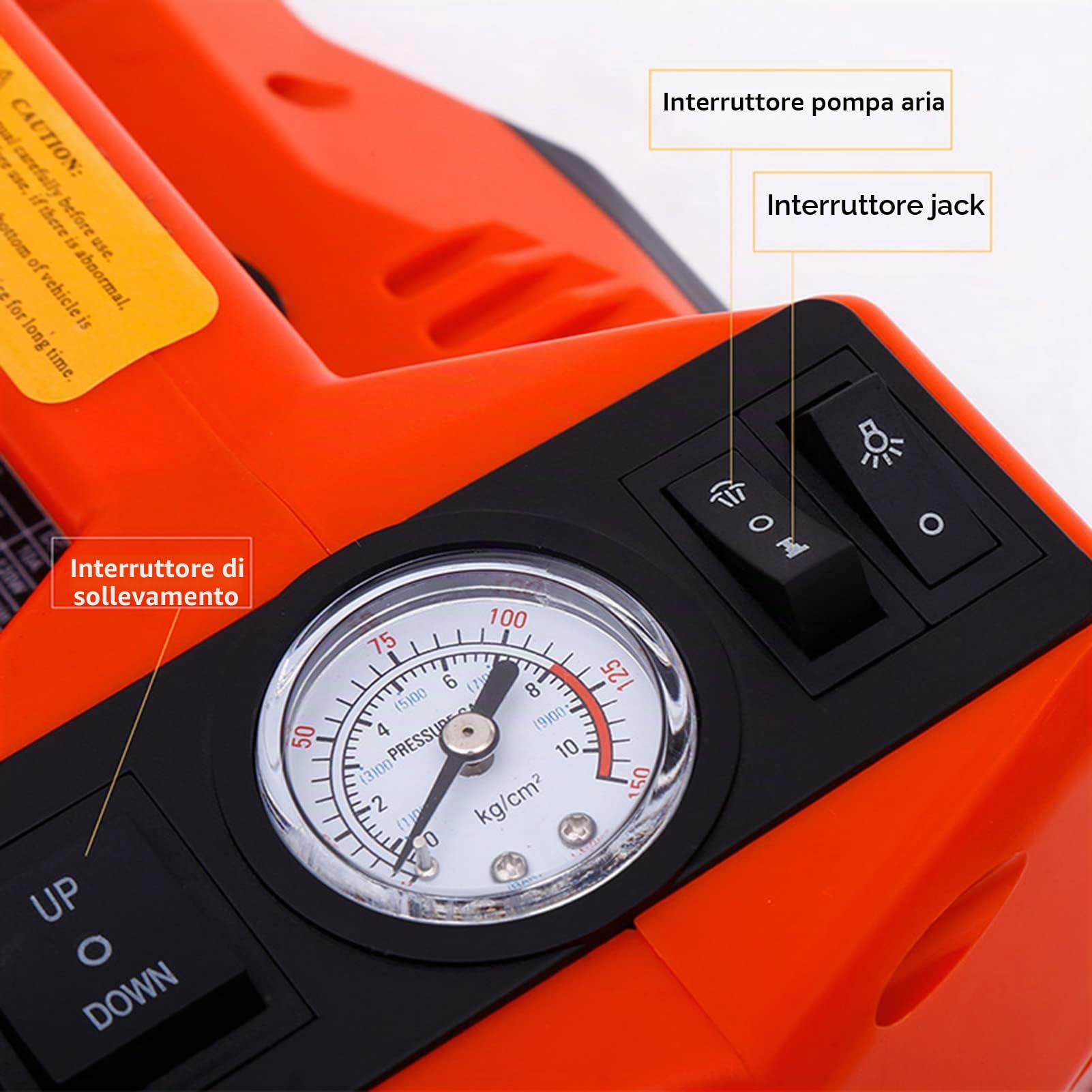 Cric Elettrico Idraulico 12V 5T con Pompa Gonfiabile e Luce - Strumento di Cambiamento Pneumatici per Auto SUV e Officine di Riparazione di Emergenza