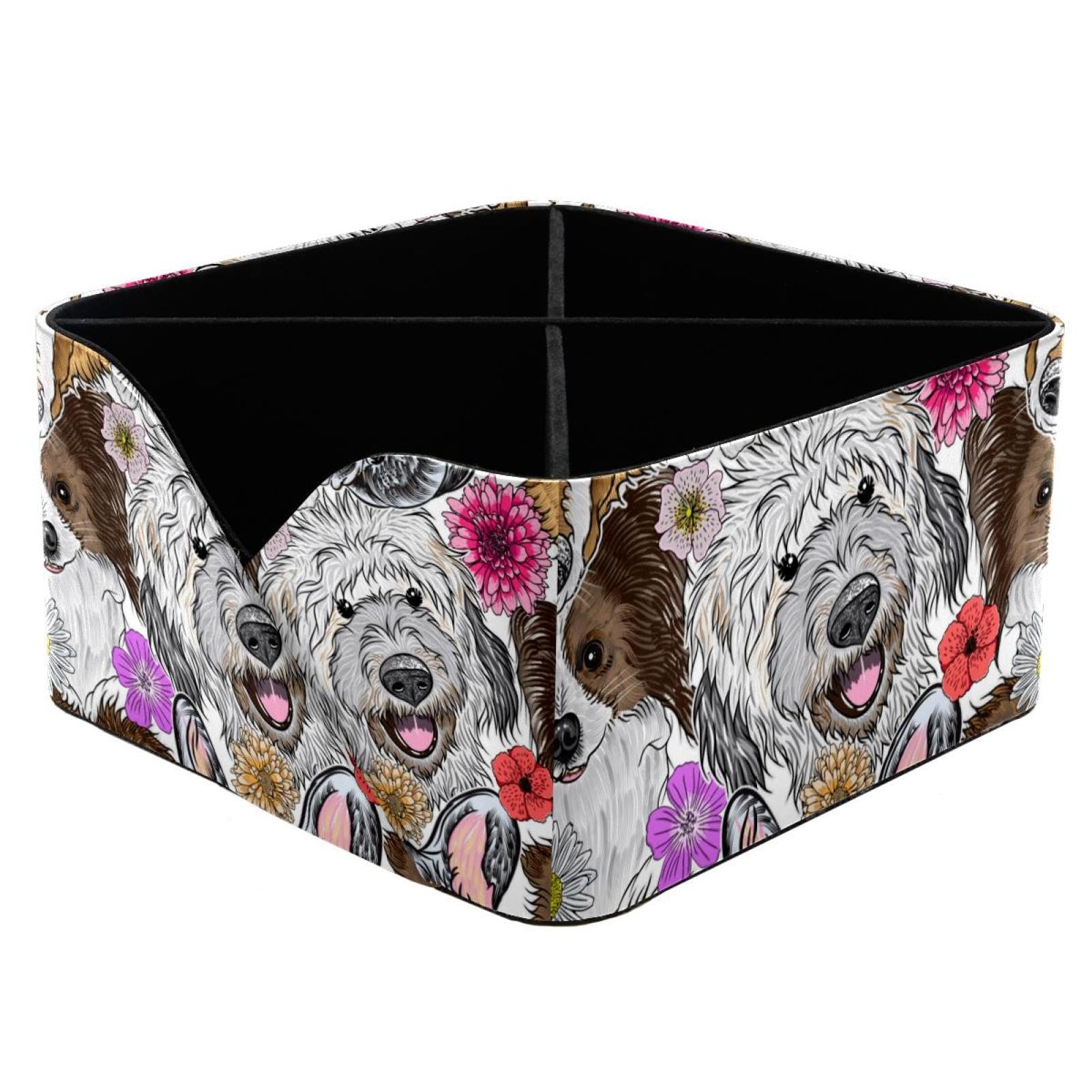 Organiseur de bureau bouledogue français à 4 compartiments et fleurs