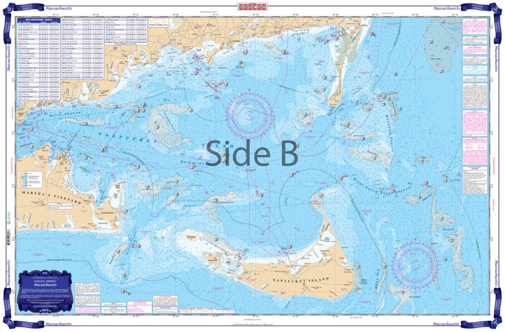 Waterproof Charts, Coastal Fishing, 64F Massachusetts Fishing Chart