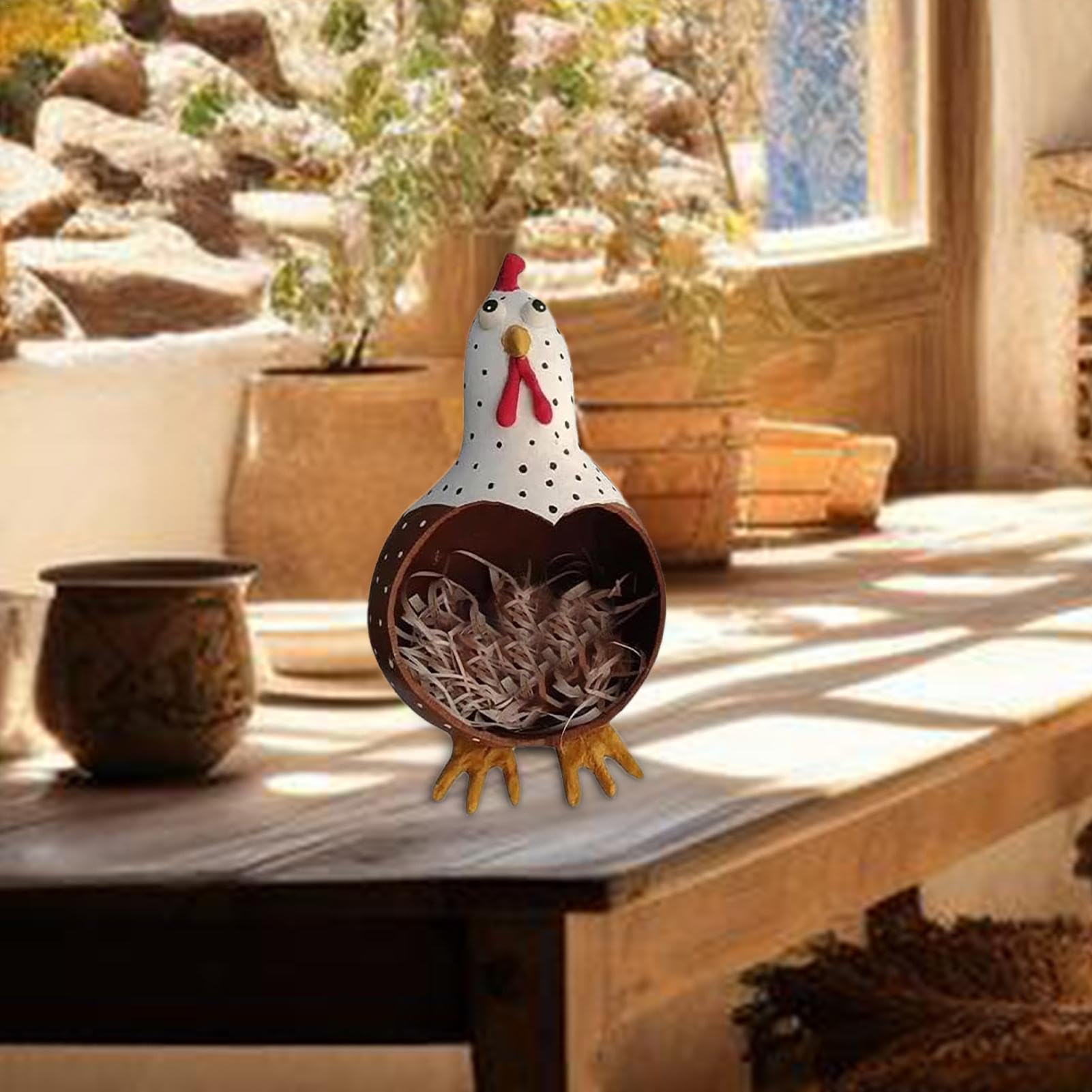 Panier à œufs Décoratif En Résine – Design Poule – Pour Cuisine, Rangement œufs, Fruits – Décoration Ferme Chic - 11