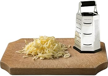 Utopia Kitchen Cheese Grater - Vegetable Slicer - Stainless Steel - 6-Sides - 9.5 Inches Height - Rubber Handle - Non...